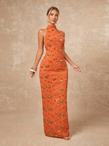 Lumalex Trang phục Thu Đông kín đáo, sang trọng, lấp lánh, dự tiệc, lễ hội, đi chơi, nghỉ dưỡng, phong cách Bohemian, BOHO, ngoài trời, nhiều lớp, mùa cưới, tiệc chiêu đãi, lễ trưởng thành, váy đính sequin hở lưng, cổ yếm, thắt eo, ôm sát cơ thể cho nữ, váy maxi màu cam, váy hoa màu cam, váy maxi hở lưng, váy đính sequin màu cam, váy cổ yếm màu cam, váy thanh lịch cho nữ, váy dạ hội sang trọng, Giáng sinh, Năm mới - trái cam - Xem 3