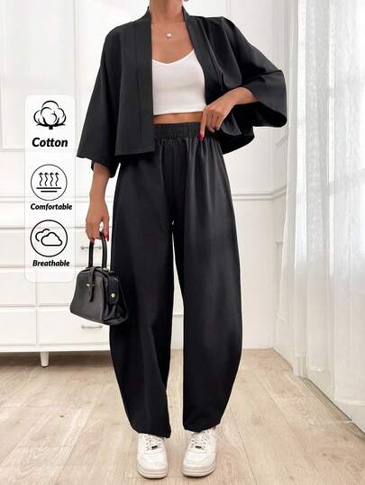 SHEIN Cottnline مجموعة قطعتين ضيقة مريحة للنساء ، صيفي ، كاجوال