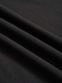 SHEIN 青少年男孩休闲简约圆领短袖T恤，适合夏季 - 黑色 - 查看 4