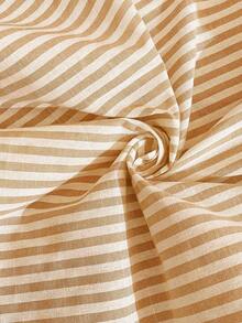 SHEIN LUNE Blue & White Striped Cotton Slip Dress, Midi Length, Suitable For Spring/Summer Vacation, Commute, Office Yellow Striped Sundress Yellow Summer Dress Midi Summer Dress Striped Sundress Women Button Down Sundress