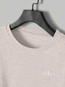 EURMUSE Men's Casual English Print Sweatshirt Set - Krem - View 3