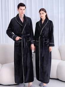 SHEIN 1 Áo choàng tắm flannel cỡ lớn, Áo choàng tắm flannel thanh lịch dành cho người lớn, Lý tưởng cho nhà nghỉ, khách sạn, spa, thẩm mỹ viện, Áo choàng tắm flannel, Thấm hút tốt và nhanh khô, Kiểu dáng rộng rãi, Nhiều màu sắc, Thiết kế tối giản, Đồ dùng thiết yếu cho phòng tắm & nhà cửa, Trang trí phòng tắm mùa hè, Đám cưới, Trở lại trường học - Nhiều màu - Xem 4