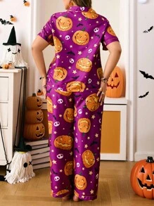 Bộ đồ ngủ in hình bí ngô và dơi Halloween cỡ lớn Chillnights - Nhiều màu - Xem 2