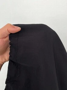 SHEIN POPSWAY 大码连帽抽绳拉链口袋长袖夹克 - 黑色 - 查看 8