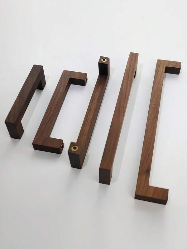 1pc Black Walnut Square Tube Cabinet Handle Minimalism Nordic Solid Wood Pulls For Wardrobe And Drawers Kitchen Furniture Handles