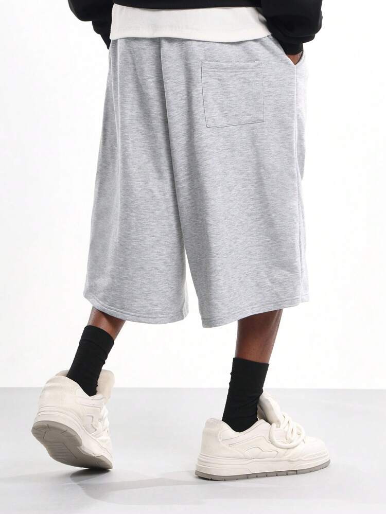 Wide Leg Knee Length Jorts With Elastic Waist