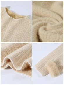 SHEIN Franclia New Autumn/Winter Thermal Lined Pullover Sweater, Versatile Women's Base Layer Top Fall Cloth For Women - Apricot - View 5