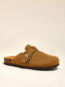 Mini mi #QuietLuxury Sepatu Bakiak Anak Minimalis Gold Locker dengan Alas Kaki Gabus Warna Cokelat Tua – Desain yang Menyenangkan, Dukungan Lengkungan Kaki & Gaya yang Cocok untuk Pantai dan Taman - Coklat - View 5