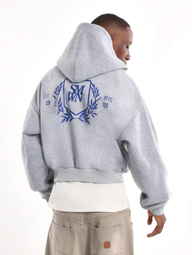 Cropped Hoodie With Collegiate Design
