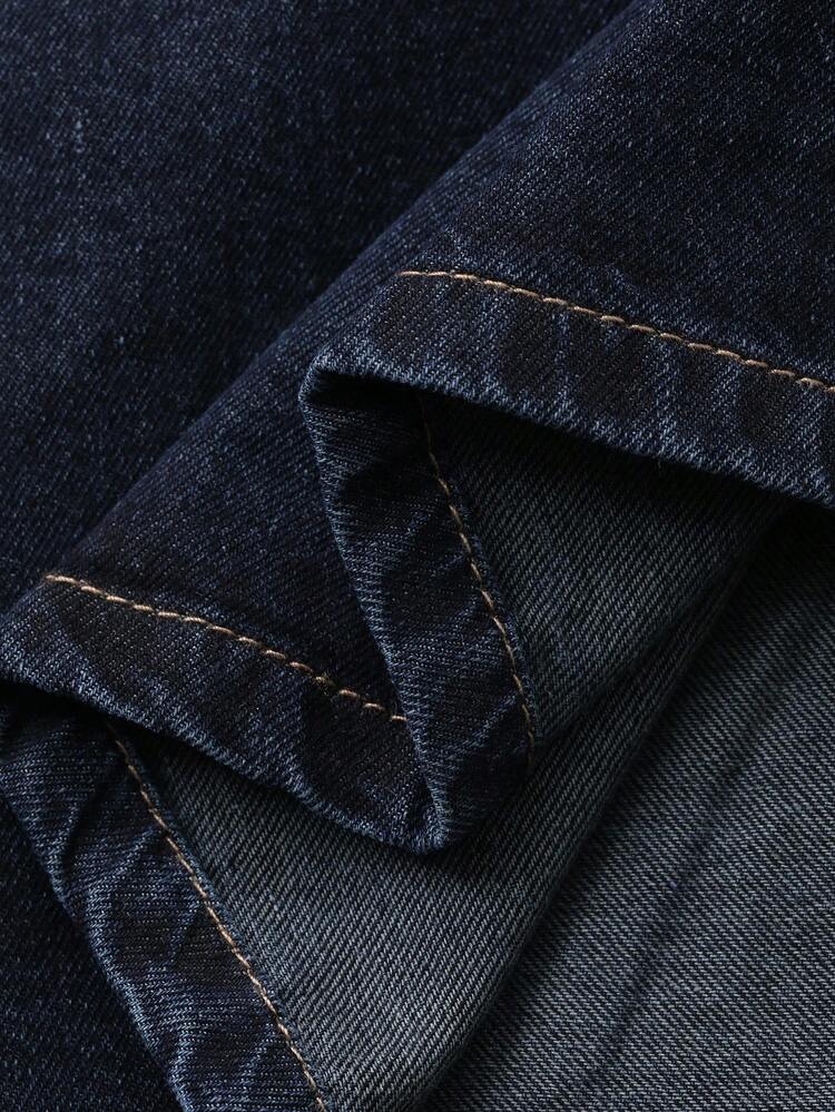 Dazy Plus Plus Size Women Dark Wash Denim A-Line Skirt, Autumn