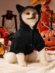 PETSIN 1 件宠物万圣节服装，猫狗通用 3D 蝙蝠装，狗衣服 - 黑色 - 查看 5