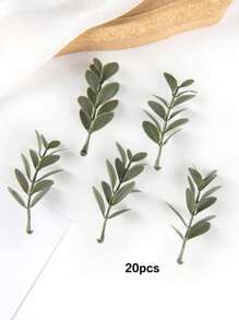 20pcs Artificial Green Plant Leaves Valentine'S Day Gift DIY Cake Decoration, Candy Box, Birthday Party Decoration, Wedding Flower Basket, Bride Holding Flowers, Home Decoration, Dining Room, Bedroom, Windowsill Decoration, Vase Ornaments, Valentine'S Day, New Year Decoration, Outdoor Garden, Start Of School Season,Fake Plants,Fall Decor,Room,Desk,Garden Decor,Room Decoration Stuff, Valentine Day, Gift - Army Green - View 8