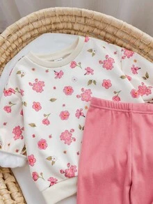 SHEIN Babygirl 休闲针织长袖卫衣套装，秋冬 - 彩色 - 查看 6