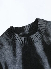 Manfinity EMRG Herren lässiger Pullover mit Crew-Ausschnitt, Kontraststickerei und Langarm für den Alltag - Schwarz - Übersicht 6