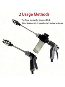 SHEIN 1pc Portable High Pressure Car Water Gun With 3/4 Inch And 1/2 Inch Quick Connect Adapters Multi Functional Garden Hose Nozzle Adjustable Thickened Rod Spray For Car Cleaning And Pet Washing - Multicolor - View 4