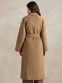 Briarwyn Einfarbiger Taillengürtel, eleganter Pendler-Mantel mit doppelseitiger Wolle, Langarm-Stil für Damen im Herbst und Winter, Lässig-Outfits für Damen, Business-Casual - Kastanienbraun - Übersicht 4