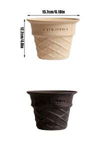 Joivida 1pc Original Design Ice Cream Cone-Shaped Ceramic Flower Pot, Creative & Exquisite Plant Pot, Stylish & High-End, Ideal For Home Décor, Outdoor Balcony Succulent Planter, Gift Present, Garden Planting Pot - Multicolor - View 3