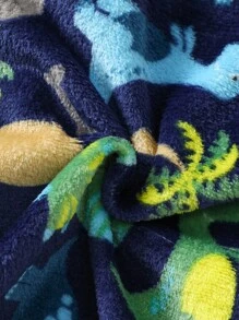 SHEIN Playful Pals 男婴可爱毛绒恐龙印花连帽拉链连体衣，适合春秋季户外休闲运动穿着 - 彩色 - 查看 4