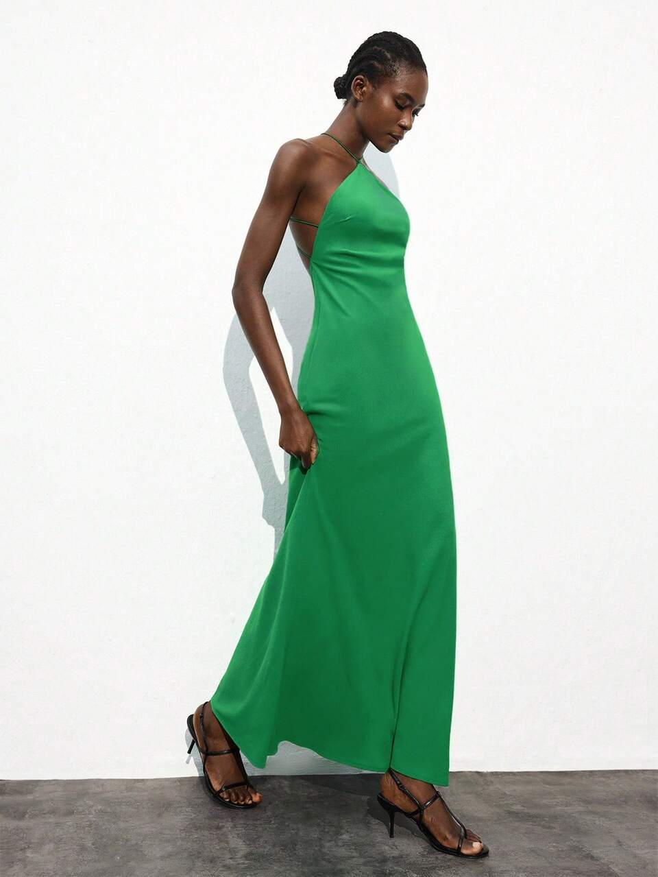 SHEIN Maija Women's Emerald Green Elegant Evening Dress,Backless Criss-Cross Twist Rope Summer Party Night Outfits,St Patrick's Day Beach Vacation Easter Dress