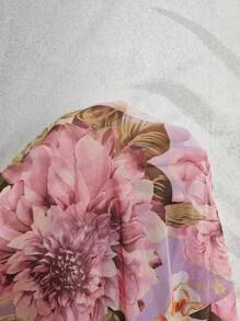 Slumberist Fashionable Floral Print Lace Trim Camisole Nightgown And Robe Set For Women Lingerie Robe Set 2 Piece Nightgown - Purple - View 8