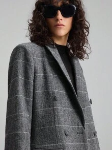 Ontre موديلات جديدة خريف/شتاء 2025، ملابس كاجوال أنيقة بطراز بوهيمي عتيق متعدد الاستخدامات، ملابس ناشفيل، أزياء عيد الفصح والميلاد، سترة صدرية بحمالات ملونة للنساء للذهاب للعمل والحفلات الرسمية والأعراس، بليزر أنيق للخريف/الشتاء، بدلة منقوشة بطراز بريطاني - رمادي - مشاهدة 2