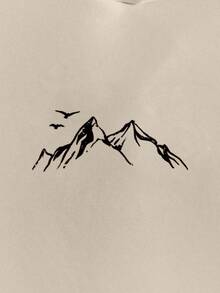 EURMUSE 100%Cotton Men's Mountain And Bird Printed Hooded Sweatshirt With Drawstring - Beige - View 4