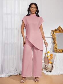 SHEIN Lady Bộ đồ hai mảnh bốn mùa Bộ đồ nữ Bộ đồ mùa thu Bộ đồ hai mảnh thường ngày thanh lịch dành cho nữ Cổ đứng dệt màu trắng Bộ đồ nhiều lớp thanh lịch dành cho nữ Bộ đồ hai mảnh thường ngày dành cho nữ - Bụi hồng - Xem 6