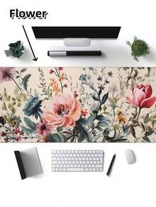 SHEIN 1 tấm lót chuột máy tính cỡ lớn in hình hoa dễ thương, chất liệu cao su chống trượt, thích hợp cho văn phòng và nhà riêng. Món quà hoàn hảo cho bạn trai/bạn gái nhân dịp tựu trường. - Nhiều màu - Xem 6