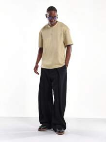 SUMWON 宽松日常必备T恤 圆领 短袖 经典百搭 休闲常规款 四季皆宜 纯色 - 卡其色 - 查看 2