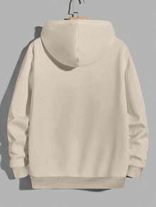 EURMUSE 100%Cotton Men's Mountain And Bird Printed Hooded Sweatshirt With Drawstring - Beige - View 2