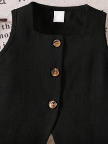 Bộ quần ống rộng lưng thun co giãn đơn giản màu đen dễ thương cho bé gái mùa hè - màu đen - Xem 3