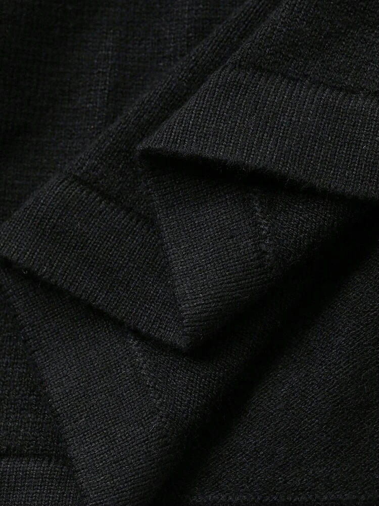 Young Girls Contrast Color Korean Style Bow Ruffle Hem Long Sleeve Round Neck Mid-Length Birthday Party Sweater Dress