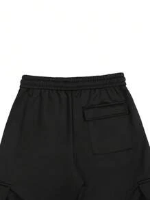 Manfinity Homme Manfinity Streetrush 男式运动裤，黑色多口袋宽松休闲直筒裤 - 黑色 - 查看 6