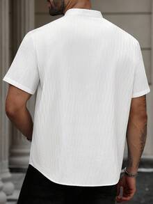 Manfinity Homme Plus Size Men's Casual Short Sleeve Shirt, Suitable For Everyday Wear - White - View 2