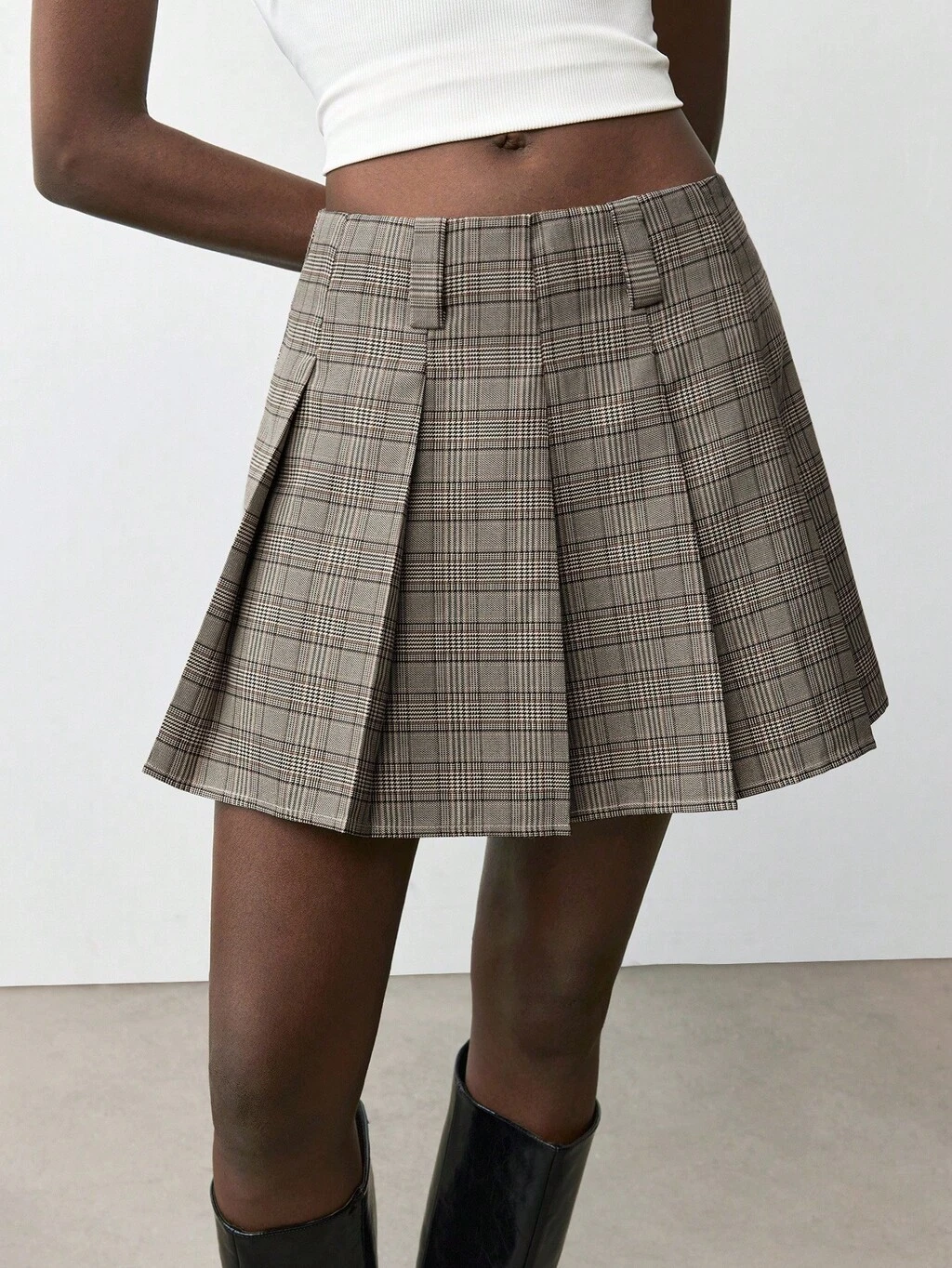 SHEIN Maija Gonna mini plissettata a quadri vintage casual da donna per l'estate