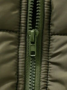 SHEIN Vintaside Kids 男童无袖拉链背心外套，适合返校季，秋冬季时尚百搭 - 軍綠色 - 查看 4
