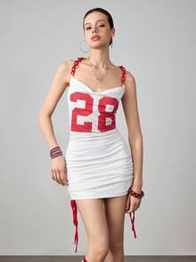 ROMWE Avant Summer Sportcore Casual Mini Dress For Women - White - View 1