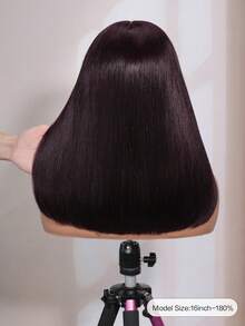 99jA Burgundy 2x6 Bob Wig 100% Human Hair Lace Front 180% Density Short Straight Transparent Lace Pre Plucked Baby Hair Install Adjustable Straps Breathable Cap Heat Resistant For Women - 99JA - View 2