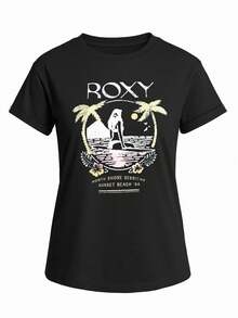 Roxy Sports Tees & Tanks Easy To Match Moisture-Wicking Breathable Training Vacation School ERJZT05699-KVJ0 - 黑色 - 查看 3