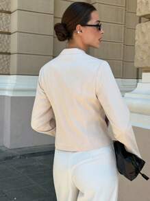 Lavishia Women's Casual Solid Color Long Sleeve Jacket, Suitable For Everyday Wear In Fall/Winter - Apricot - View 2