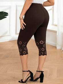 EMERY ROSE Plus Size Women's Black 7/8 Length Casual Leggings, Pants,Simple & Fashionable ,Summer Outfits For Women,Vacation Outfits Woman,Casual Everyday Wear,Going Out Outfits,2025 New Clothes,Fall Women Clothes