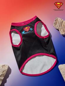 SUPERMAN X PETSIN 1件黑色可爱卡通猫狗印花透气宠物狗背心 - 彩色 - 查看 9