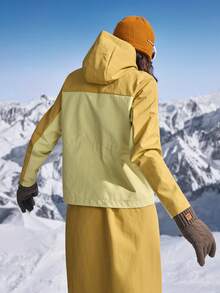 In My Nature Women's Contrast Color Waterproof Hooded Zipper Long Sleeve Outdoor Jacket - Yellow - View 2