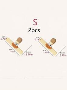 SHEIN 1/2 件可爱卡通零食夹，多功能食品封口机，防潮收纳夹，适用于厨房、办公室、学校 - 塑料食品袋密封夹，家用厨房收纳配件 - 彩色 - 查看 10