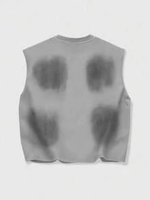 ROMWE MEN Prep 男士夏季休闲水洗数码印花背心 - 白色 - 查看 3