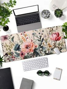 SHEIN 1 tấm lót chuột máy tính cỡ lớn in hình hoa dễ thương, chất liệu cao su chống trượt, thích hợp cho văn phòng và nhà riêng. Món quà hoàn hảo cho bạn trai/bạn gái nhân dịp tựu trường. - Nhiều màu - Xem 1