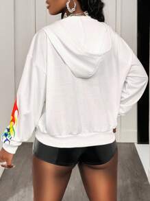 BamGleam Herbst Neue Lässige Retro Y2K Straßen Grafik Muster Reißverschluss Hoodie Sweatshirt für Frauen, Frauen Sweatshirt Abschluss, Abschluss, Lehrerin für Frauen Herbst und Winter Herbst für Frauen - Schwarz - Übersicht 2