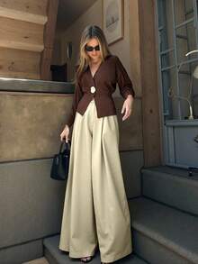 Pariaura Cardigan en tricot avec boutons décoratifs en métal, veste pull légère de style français, printemps/automne