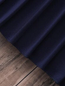 Váy xếp ly 2 trong 1 tay bồng dễ thương phong cách học sinh màu xanh navy và trắng tương phản nơ biểu tượng eo - Màu xanh hải quân - Xem 7