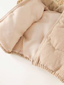 SHEIN Baby Girl Cute Brown Warm Thermal Lined Padded Coat, Autumn/Winter Fall - Brown - View 10